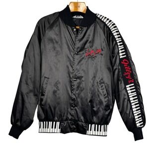 Vintage WestArk Mickey Gilley Gilleys Piano Satin Bomber Jacket Black Mens L USA